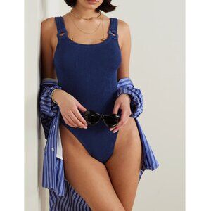 HUNZA G Domino Ring Swimsuit in Navy Size OS
